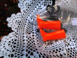 1789 BARBIE 1970 71 ORANGE FIERY FELT ORANGE BOOTS  SOLO